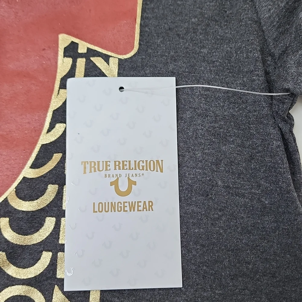 TRUE RELIGION DARK GREY WITH GOLD LOGO TEE SHIRT